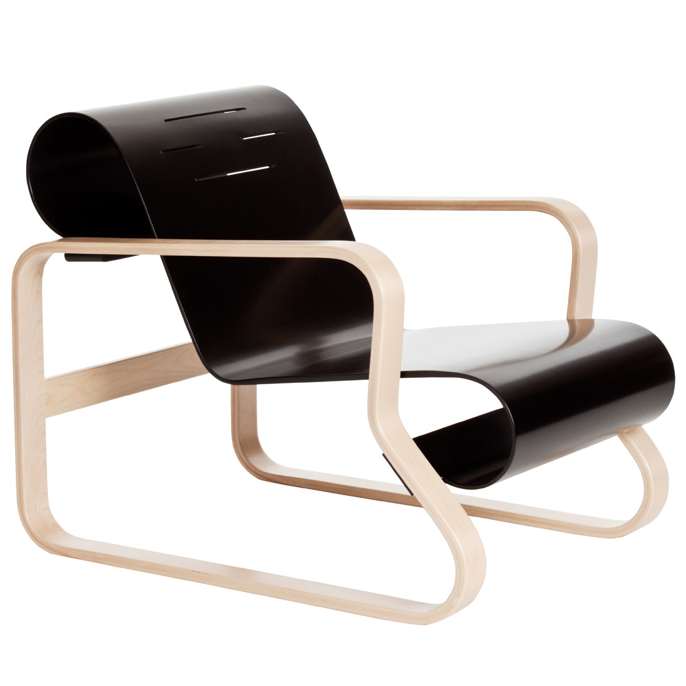 Artek 41 Paimio Sessel Alvar Aalto Lounge Birke Sitzschale schwarz